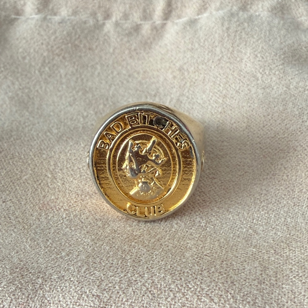Gold-Tone "Bad Bitches Club" Statement Ring
